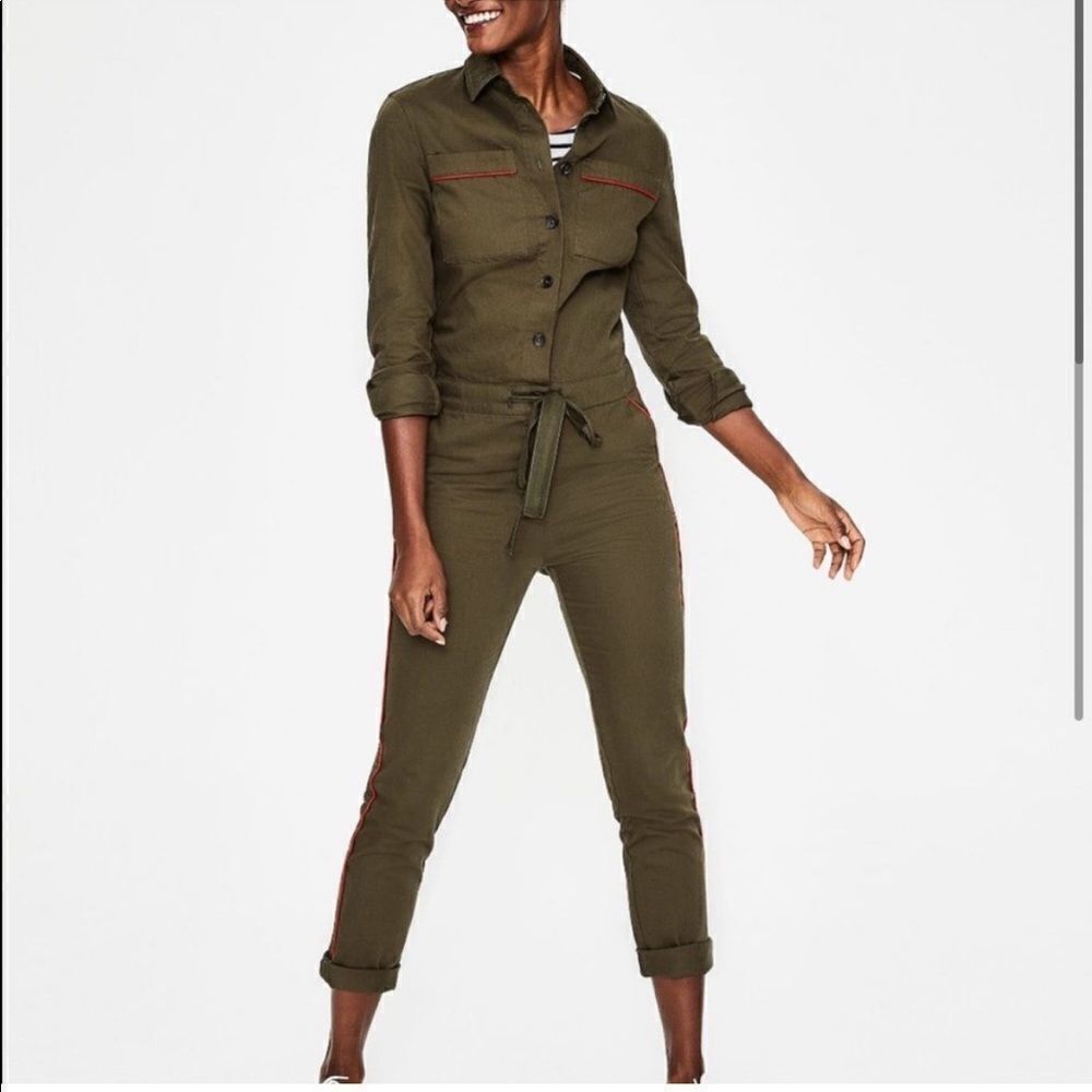 Boden Olive Denim Jumpsuit